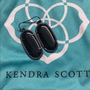 Kendra Scott Black Banded Agate Gunmetal Earrings